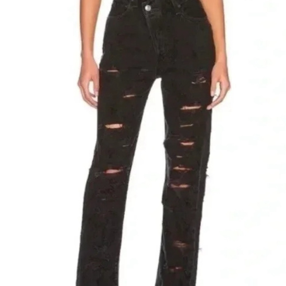 Agolde Black High Rise Distressed Jeans - Picture 2 of 3